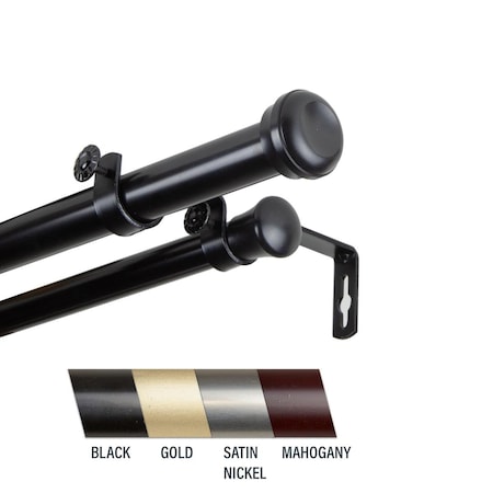 Central Design Cillo 1 in. Double Curtain Rod; 48-84 in. - Black 100-68-482-D